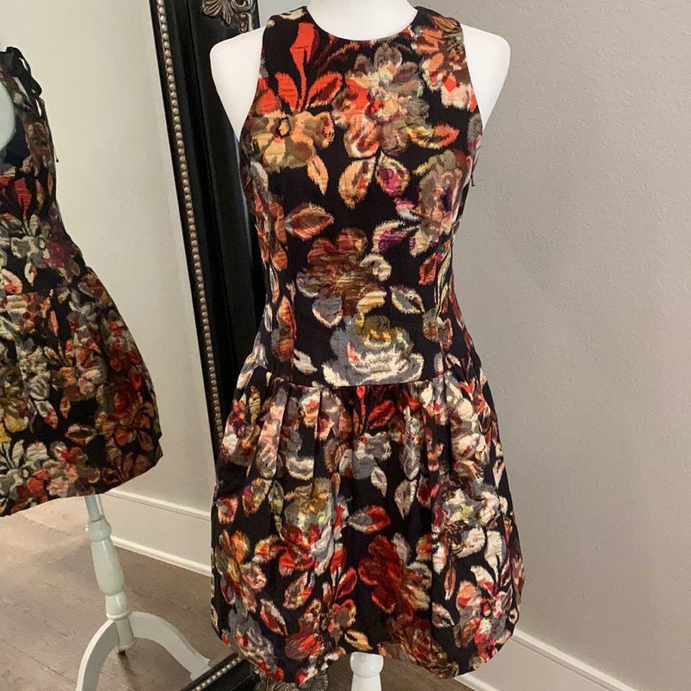 Like NEW ✨ Leifsdottir Anthropologie Holiday Party Wedding Dress Black Floral 6